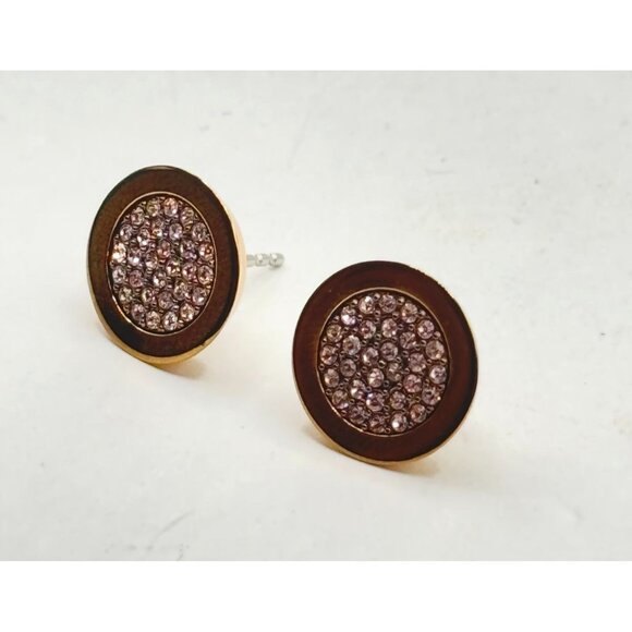 Michael Kors Gold-Tone & Crystal Pave Circle Stud Earrings - Picture 1 of 5